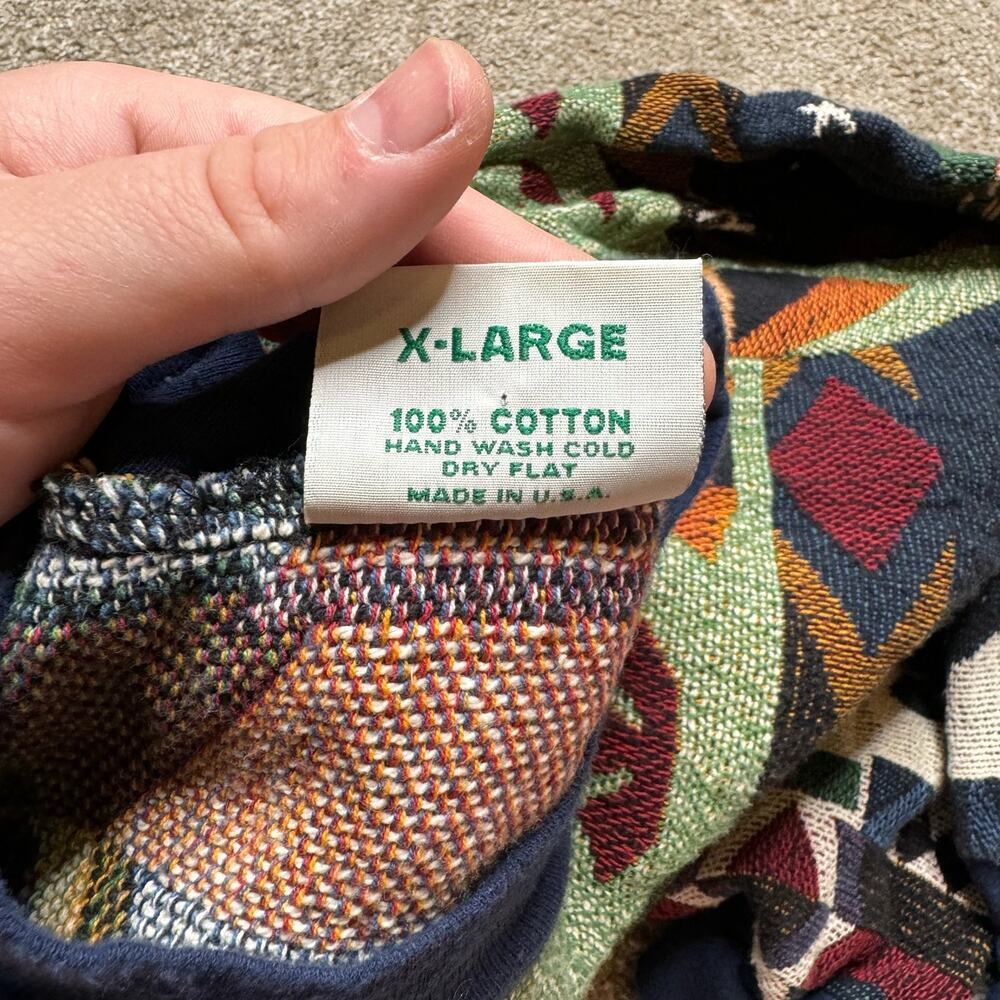 Sugar Street Weavers Woven Tapestry Sweatshirt USA Made Canoe Native American - Picture 6 of 6